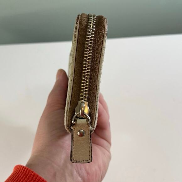 Coach Continental Wallet Brown Pink Designer Leather Signature Stripe Zip Around - Picture 7 of 14